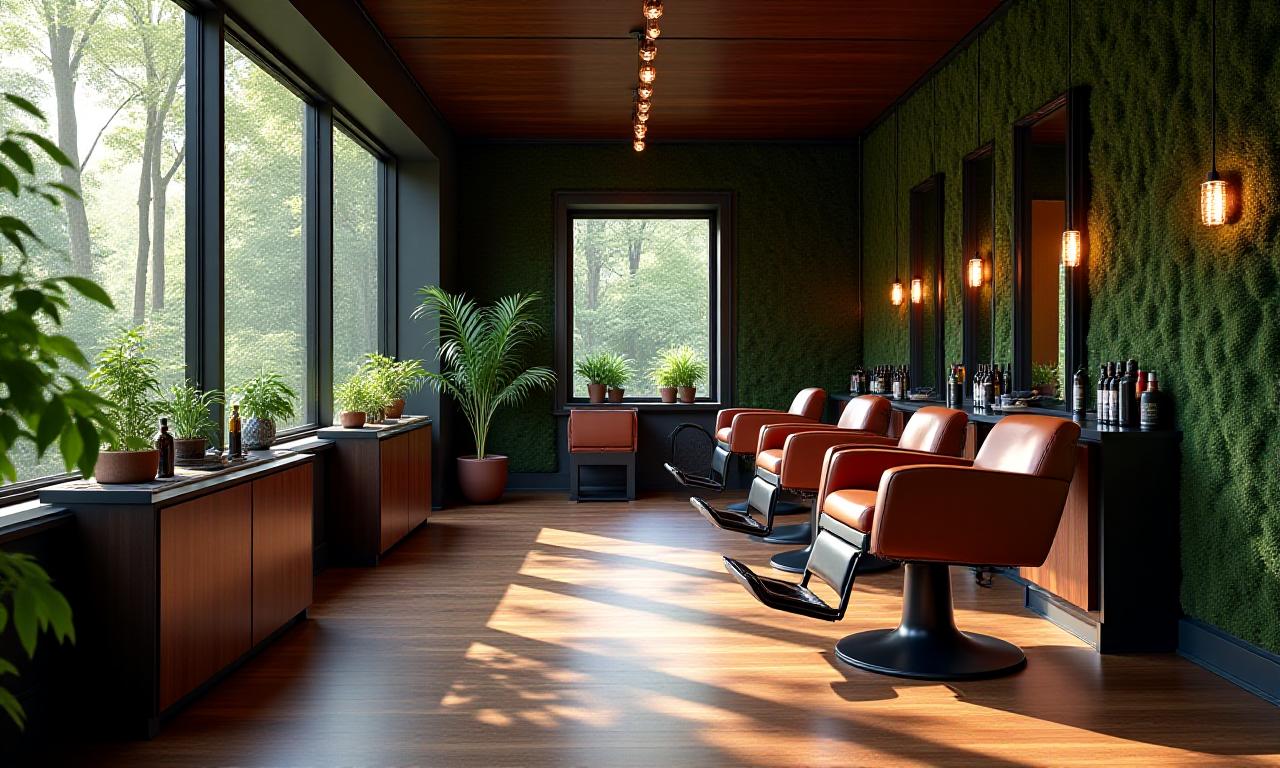 静寂な森をイメージした贅沢なバーバースペース